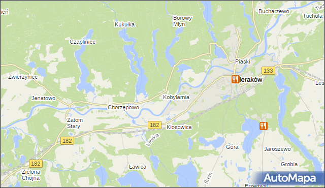 mapa Kobylarnia gmina Sieraków, Kobylarnia gmina Sieraków na mapie Targeo