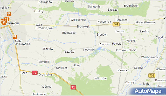 mapa Kobylniki gmina Poddębice, Kobylniki gmina Poddębice na mapie Targeo
