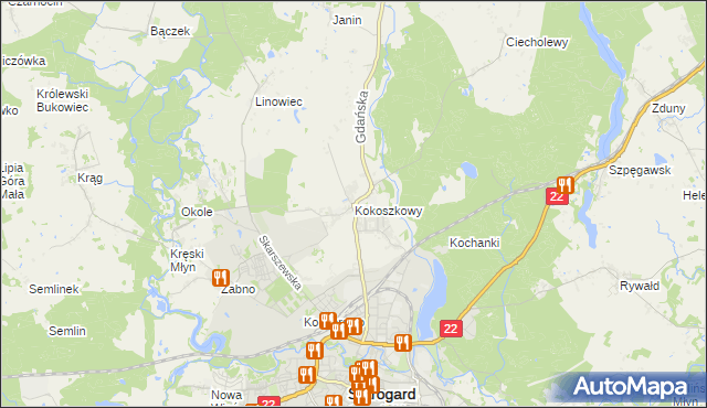 mapa Kokoszkowy, Kokoszkowy na mapie Targeo