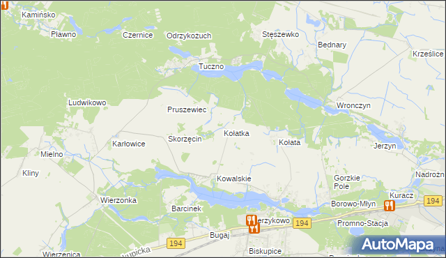 mapa Kołatka gmina Pobiedziska, Kołatka gmina Pobiedziska na mapie Targeo