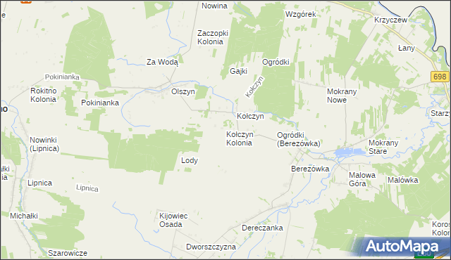 mapa Kołczyn Kolonia, Kołczyn Kolonia na mapie Targeo