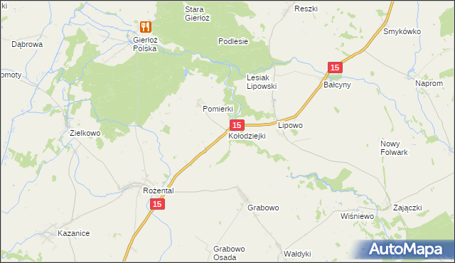 mapa Kołodziejki, Kołodziejki na mapie Targeo