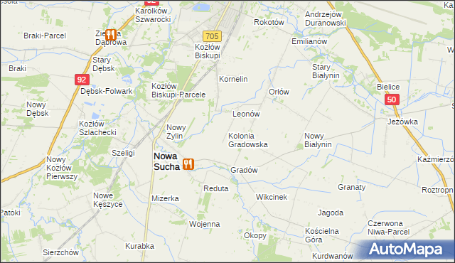 mapa Kolonia Gradowska, Kolonia Gradowska na mapie Targeo