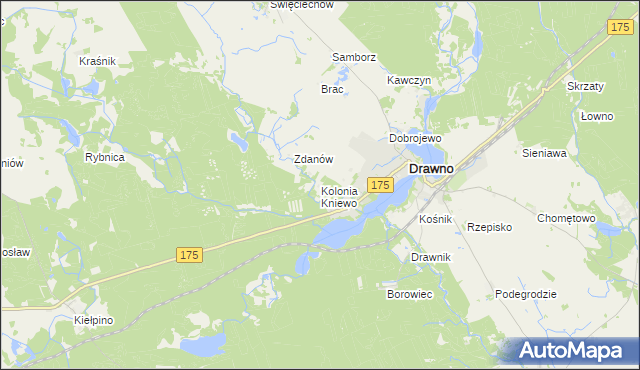mapa Kolonia Kniewo, Kolonia Kniewo na mapie Targeo