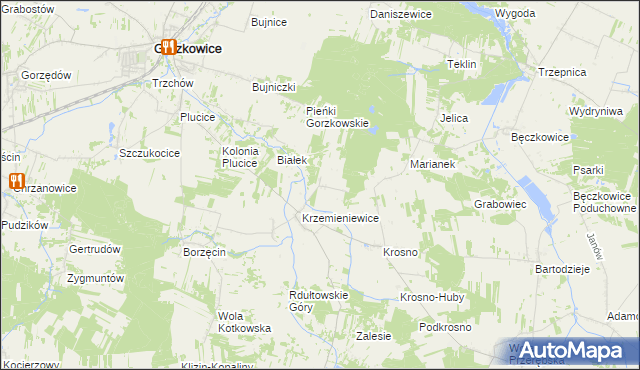 mapa Kolonia Krzemieniewice, Kolonia Krzemieniewice na mapie Targeo