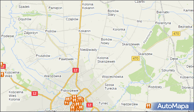 mapa Kolonia Skarszewek, Kolonia Skarszewek na mapie Targeo