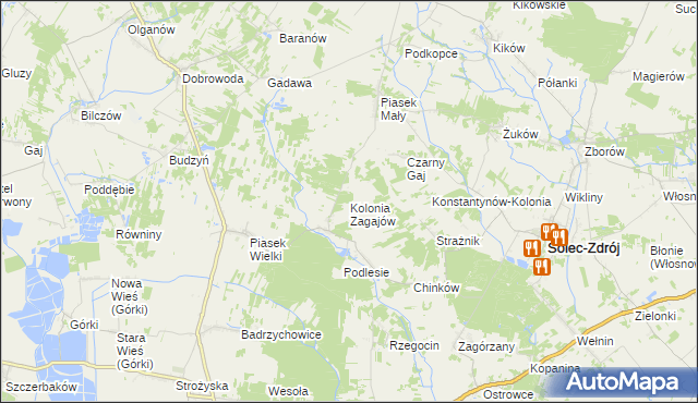 mapa Kolonia Zagajów, Kolonia Zagajów na mapie Targeo