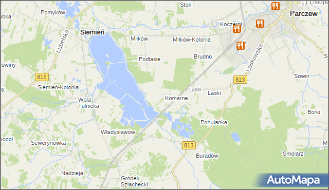 mapa Komarne, Komarne na mapie Targeo