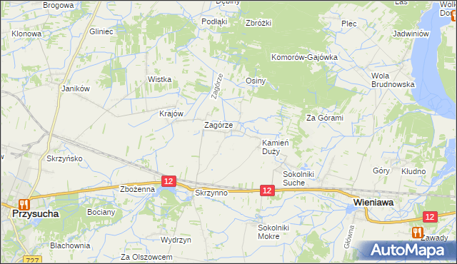 mapa Komorów gmina Wieniawa, Komorów gmina Wieniawa na mapie Targeo