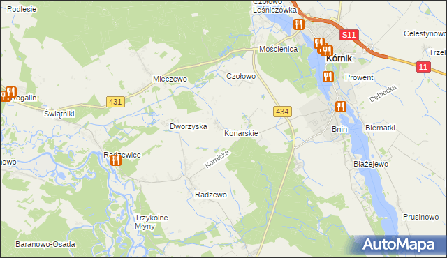 mapa Konarskie gmina Kórnik, Konarskie gmina Kórnik na mapie Targeo