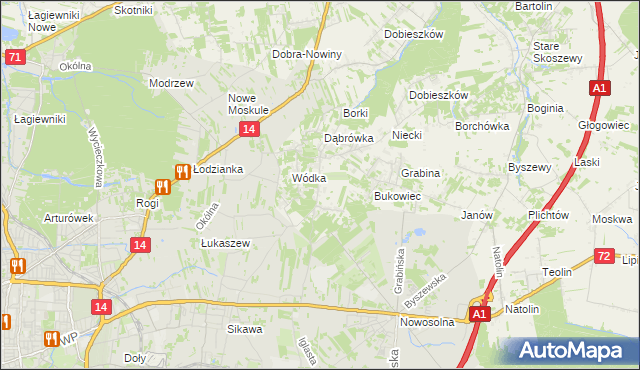 mapa Kopanka gmina Nowosolna, Kopanka gmina Nowosolna na mapie Targeo