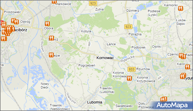 mapa Kornowac, Kornowac na mapie Targeo