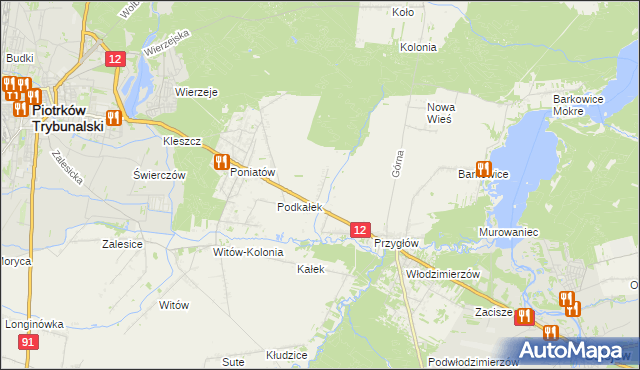 mapa Korytnica gmina Sulejów, Korytnica gmina Sulejów na mapie Targeo