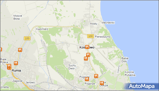 mapa Kosakowo powiat pucki, Kosakowo powiat pucki na mapie Targeo