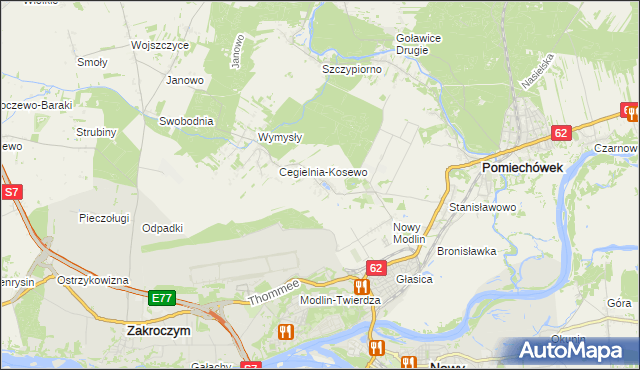 mapa Kosewo gmina Pomiechówek, Kosewo gmina Pomiechówek na mapie Targeo