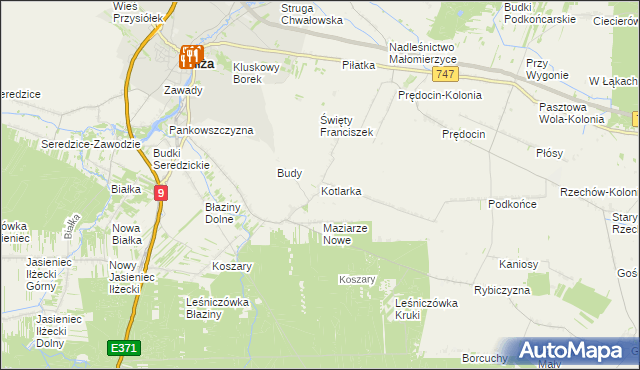 mapa Kotlarka gmina Iłża, Kotlarka gmina Iłża na mapie Targeo