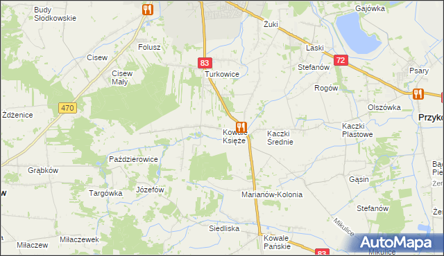 mapa Kowale Księże, Kowale Księże na mapie Targeo