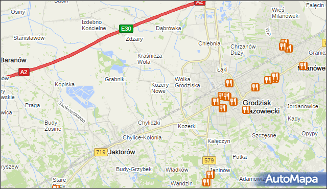 mapa Kozery, Kozery na mapie Targeo