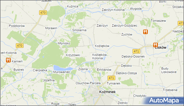 mapa Koźlątków Kolonia, Koźlątków Kolonia na mapie Targeo