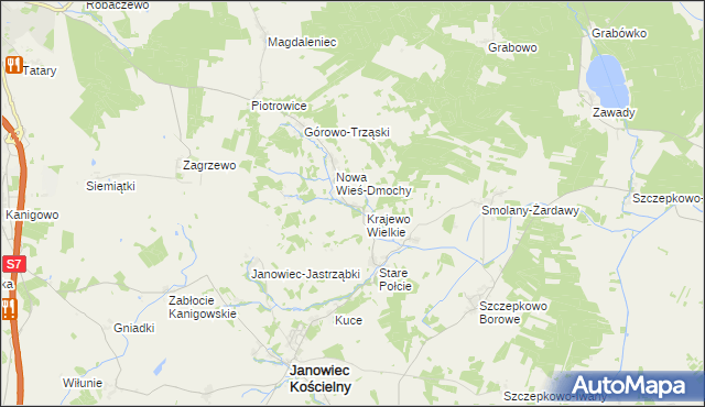 mapa Krajewo Małe, Krajewo Małe na mapie Targeo