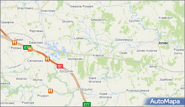 mapa Krępica gmina Płońsk, Krępica gmina Płońsk na mapie Targeo