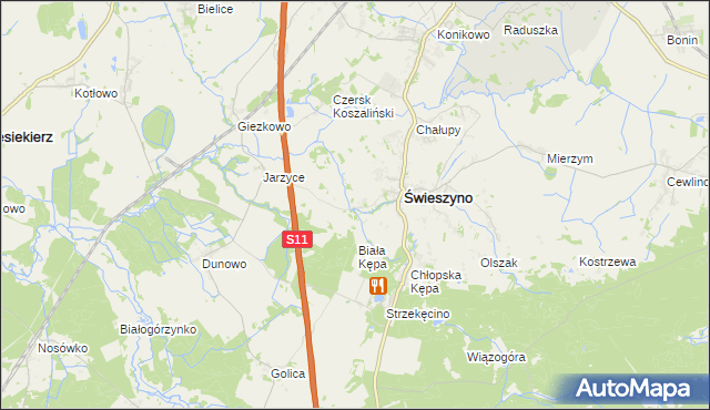 mapa Krokowo gmina Świeszyno, Krokowo gmina Świeszyno na mapie Targeo