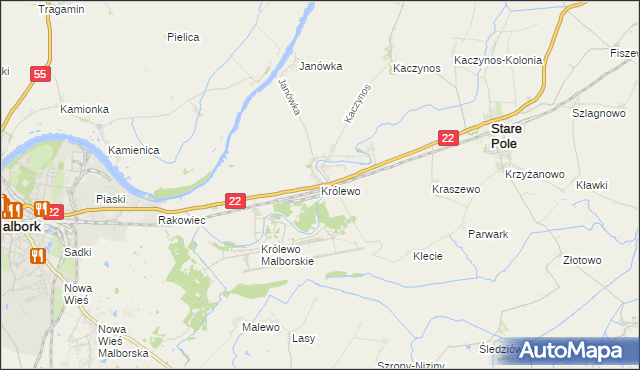 mapa Królewo gmina Stare Pole, Królewo gmina Stare Pole na mapie Targeo