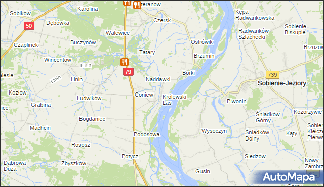 mapa Królewski Las gmina Góra Kalwaria, Królewski Las gmina Góra Kalwaria na mapie Targeo