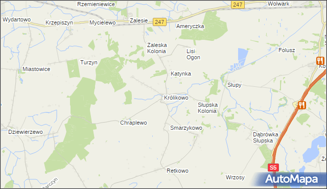 mapa Królikowo gmina Szubin, Królikowo gmina Szubin na mapie Targeo
