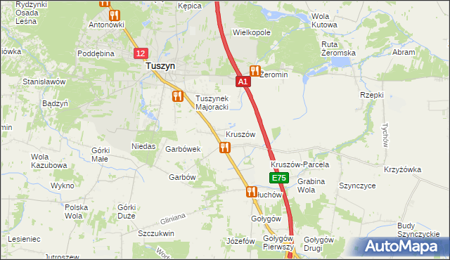 mapa Kruszów, Kruszów na mapie Targeo