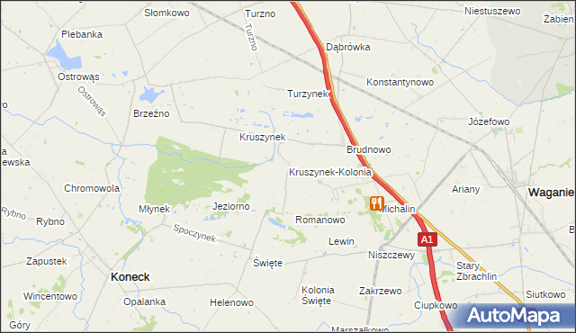 mapa Kruszynek-Kolonia, Kruszynek-Kolonia na mapie Targeo