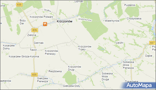 mapa Krzczonów Trzeci, Krzczonów Trzeci na mapie Targeo