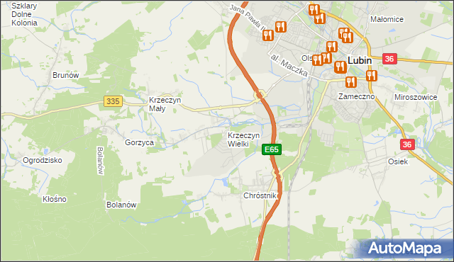 mapa Krzeczyn Wielki, Krzeczyn Wielki na mapie Targeo