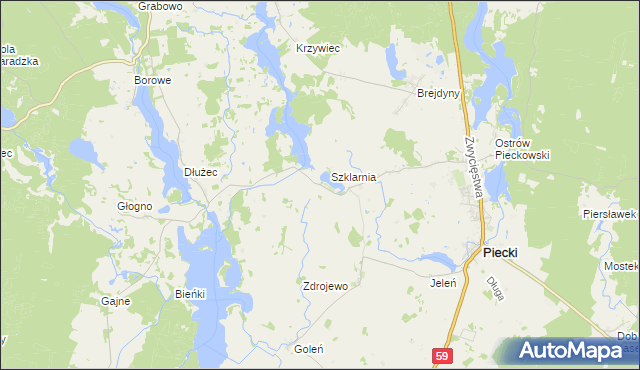 mapa Krzywy Róg gmina Piecki, Krzywy Róg gmina Piecki na mapie Targeo