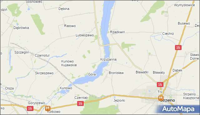 mapa Krzyżanna, Krzyżanna na mapie Targeo