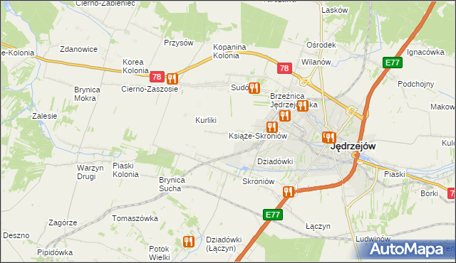 mapa Książe-Skroniów, Książe-Skroniów na mapie Targeo