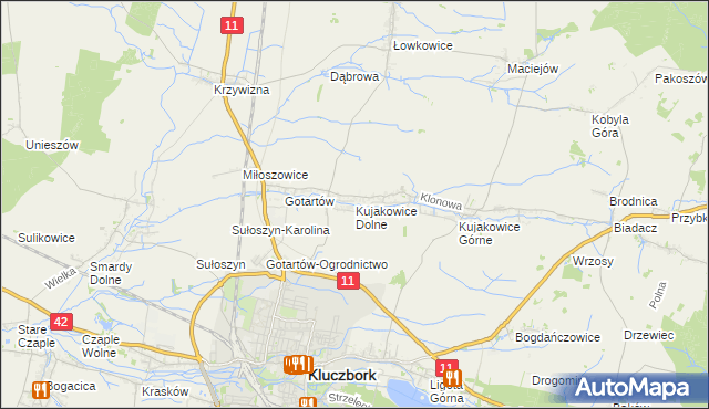 mapa Kujakowice Dolne, Kujakowice Dolne na mapie Targeo