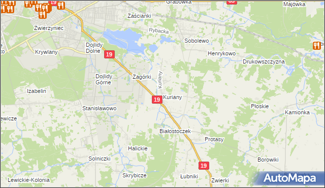 mapa Kuriany gmina Zabłudów, Kuriany gmina Zabłudów na mapie Targeo