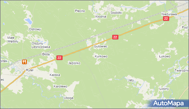 mapa Kurkowo gmina Czersk, Kurkowo gmina Czersk na mapie Targeo