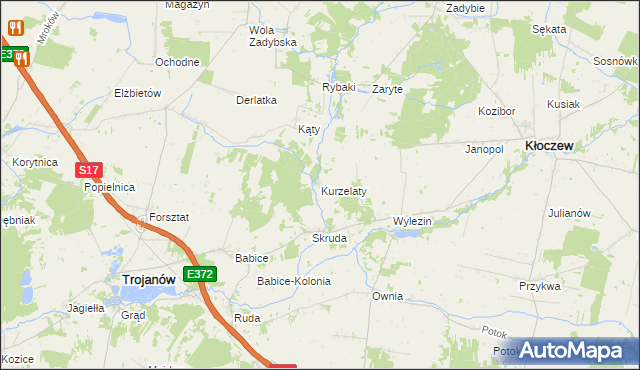 mapa Kurzelaty, Kurzelaty na mapie Targeo