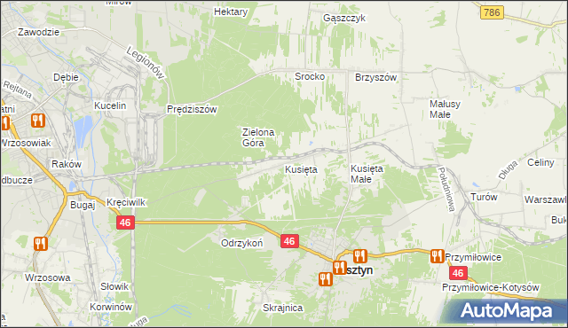 mapa Kusięta, Kusięta na mapie Targeo