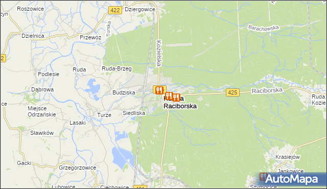 mapa Kuźnia Raciborska, Kuźnia Raciborska na mapie Targeo