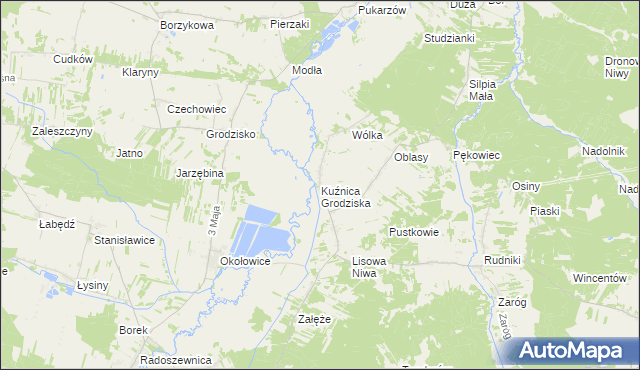 mapa Kuźnica Grodziska, Kuźnica Grodziska na mapie Targeo