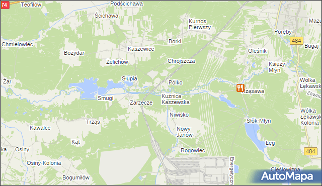 mapa Kuźnica Kaszewska, Kuźnica Kaszewska na mapie Targeo