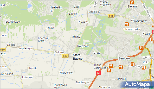 mapa Kwirynów gmina Stare Babice, Kwirynów gmina Stare Babice na mapie Targeo