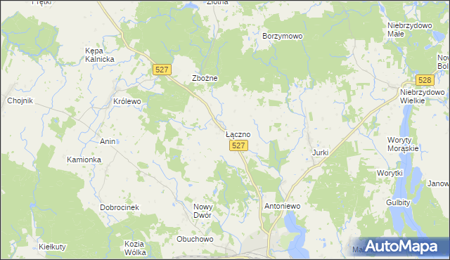 mapa Łączno gmina Morąg, Łączno gmina Morąg na mapie Targeo