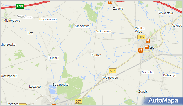 mapa Łagwy, Łagwy na mapie Targeo