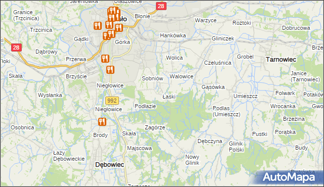 mapa Łaski gmina Jasło, Łaski gmina Jasło na mapie Targeo