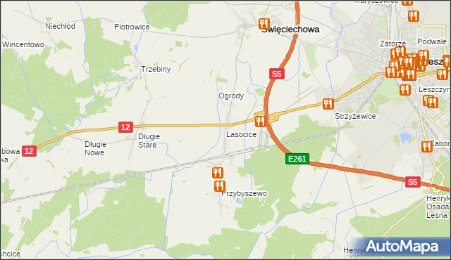 mapa Lasocice gmina Święciechowa, Lasocice gmina Święciechowa na mapie Targeo