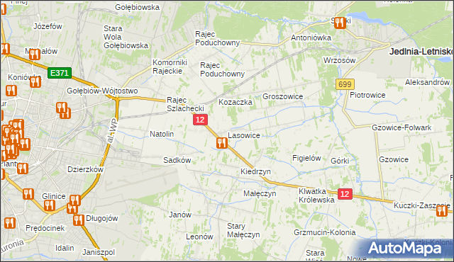 mapa Lasowice gmina Jedlnia-Letnisko, Lasowice gmina Jedlnia-Letnisko na mapie Targeo